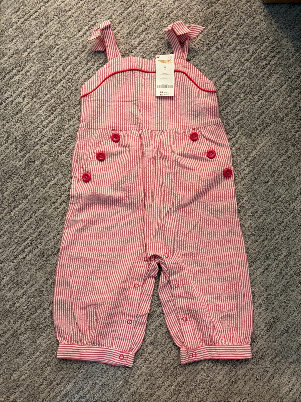 Gymboree Pink Striped Girls' Overalls - Cute Button Detail
